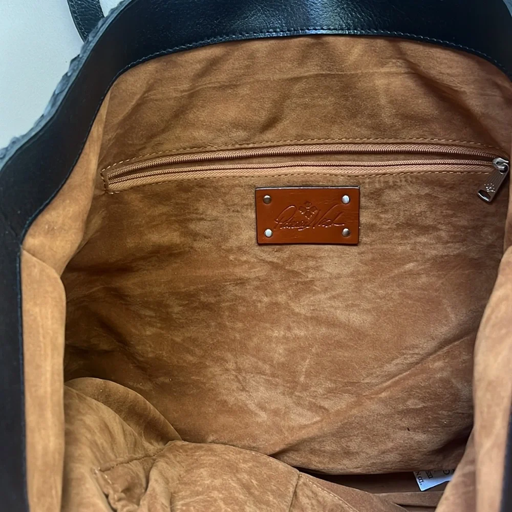 Patricia Nash Manarola black straw tote bag